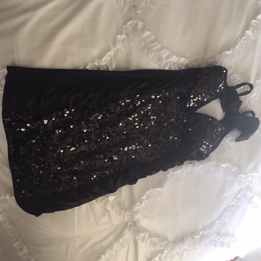 NYE black sequin party dress